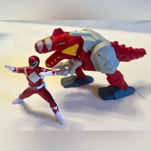 Mighty Morphin Power Rangers Dino Thunder TRex Zord Figure + Red Power Ranger